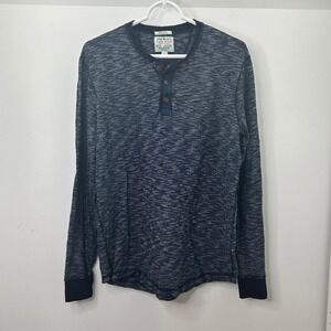 Lucky Brand Men's Blue Striped Long Sleeve Henley Shirt Size Large